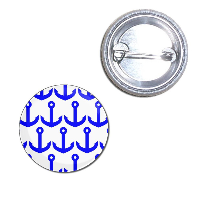 Anchor Blue Pattern - Button Badge