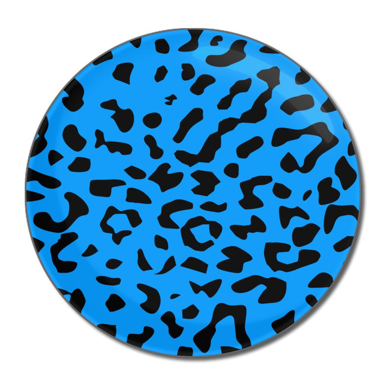 Blue Leopard Print - Round Compact Mirror