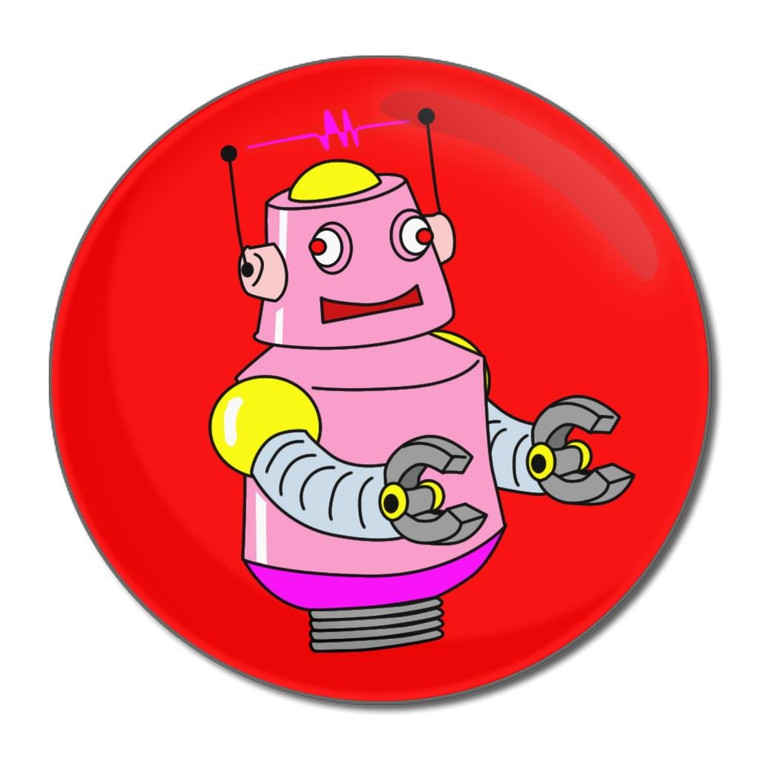 Red Girl Robot - Round Compact Mirror
