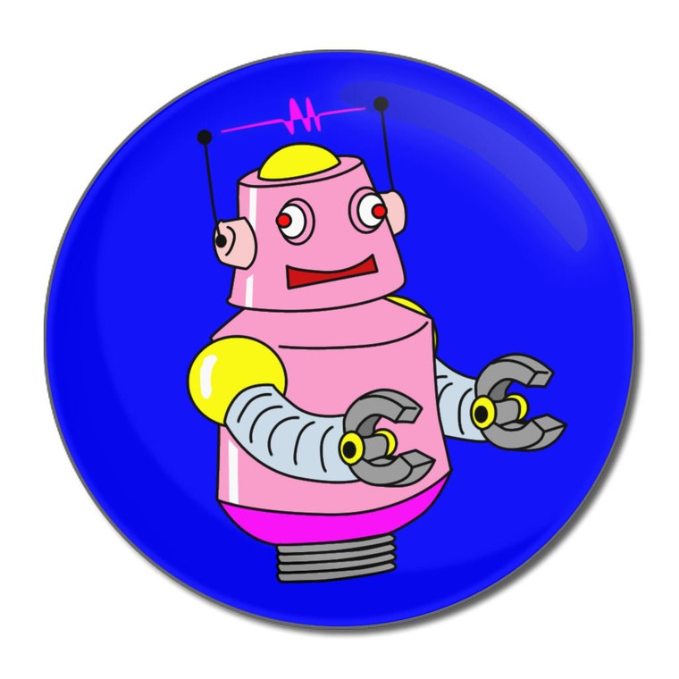 Blue Girl Robot - Round Compact Mirror