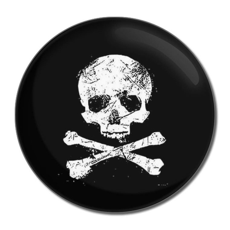 Distressed Skull and Crossbones - Round Compact Mirror