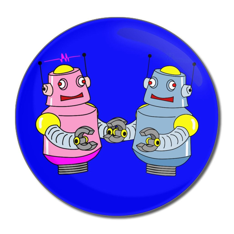 Blue Robot Couple - Round Compact Mirror
