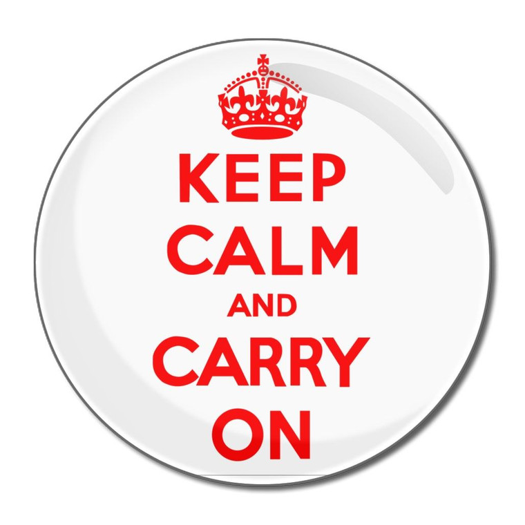 White Red Keep Calm and Carry On - Round Compact Mirror