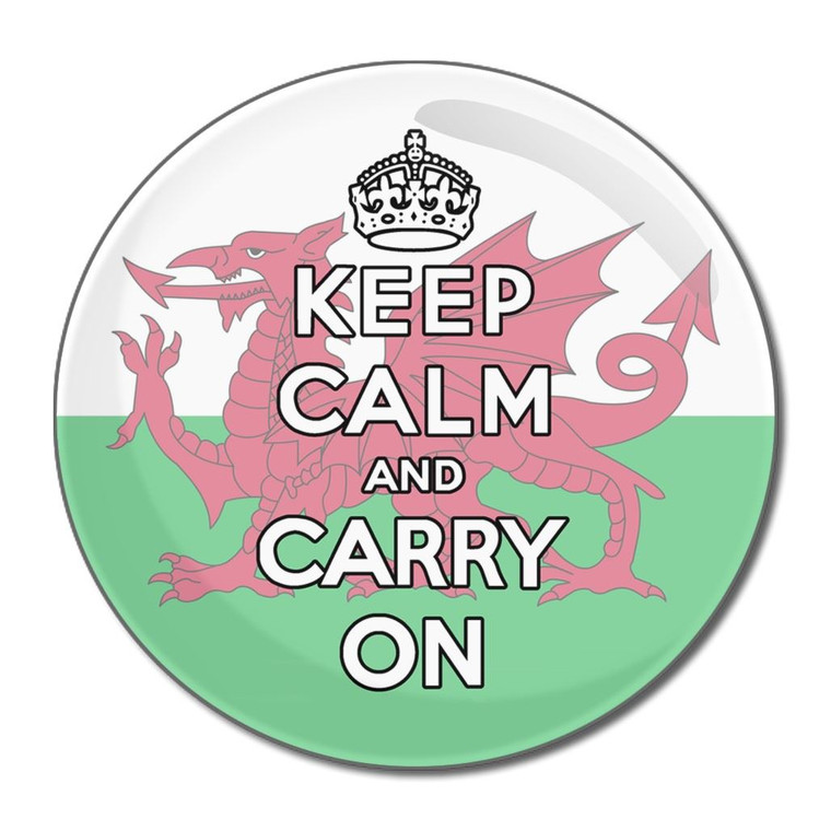 Wales Flag Keep Calm and Carry On - Round Compact Mirror