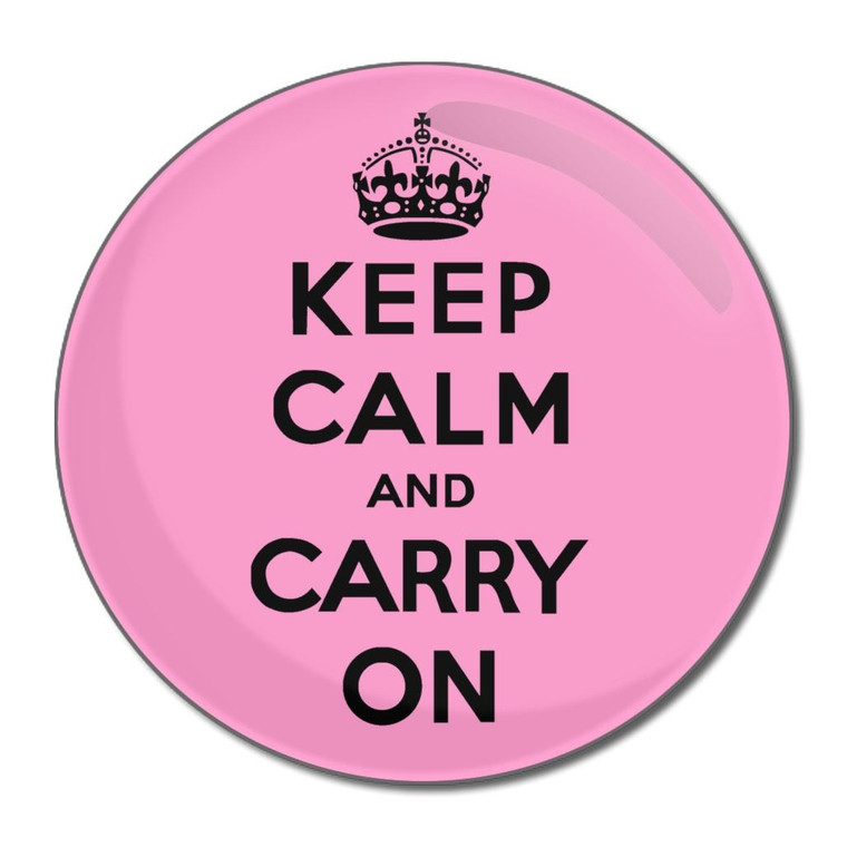 Pink Keep Calm and Carry On - Round Compact Mirror