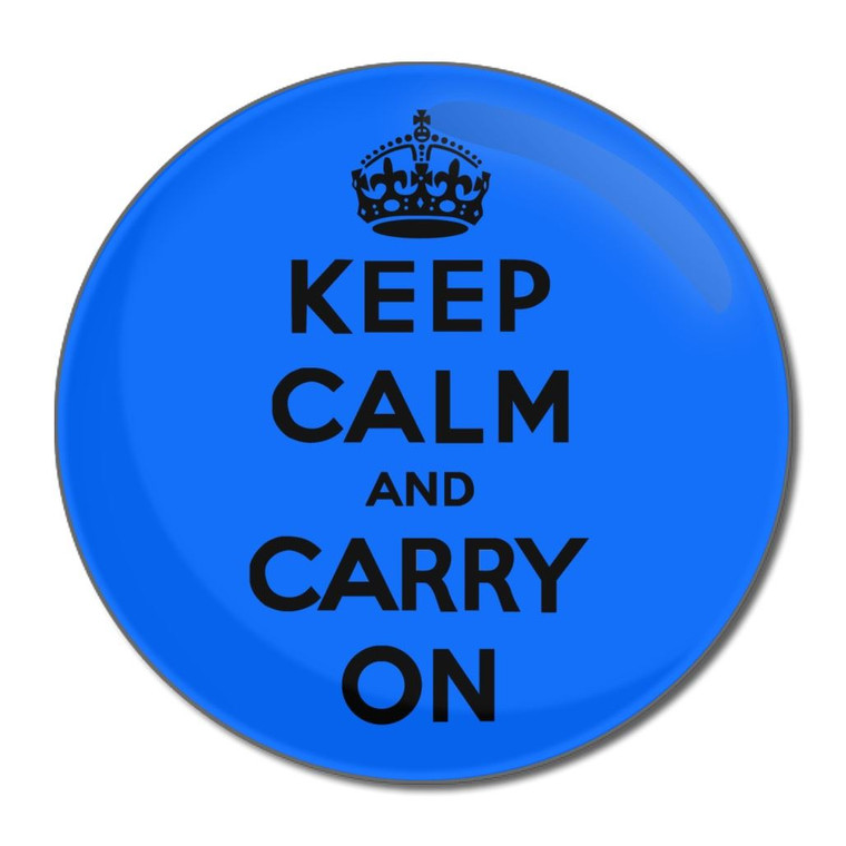 Blue Keep Calm and Carry On - Round Compact Mirror