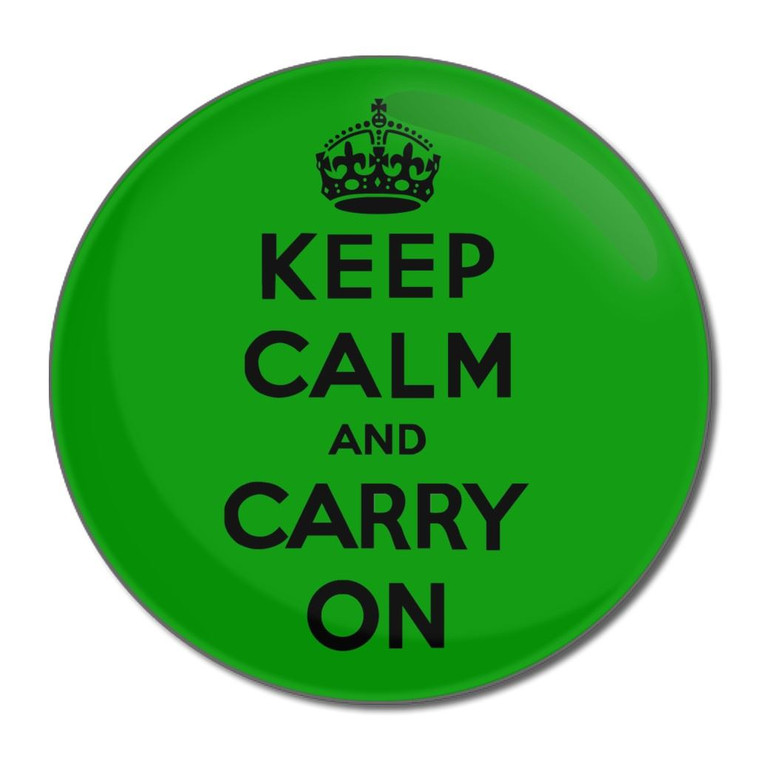 Green Keep Calm and Carry On - Round Compact Mirror