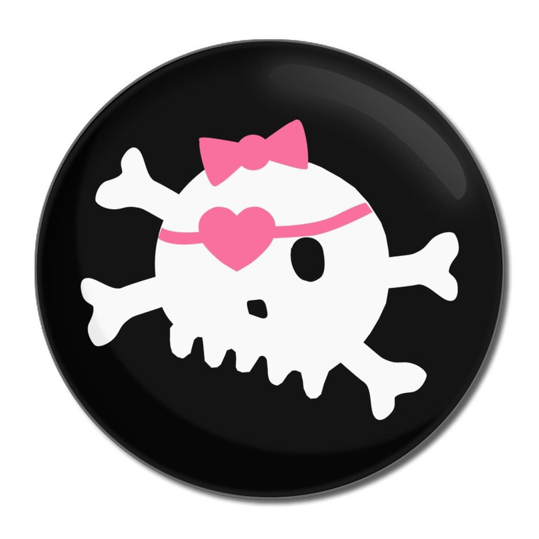 Black Skull with Bow - Round Compact Mirror