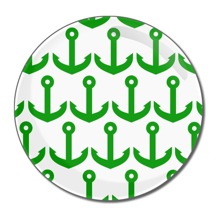 Anchor Green Pattern - Round Compact Mirror