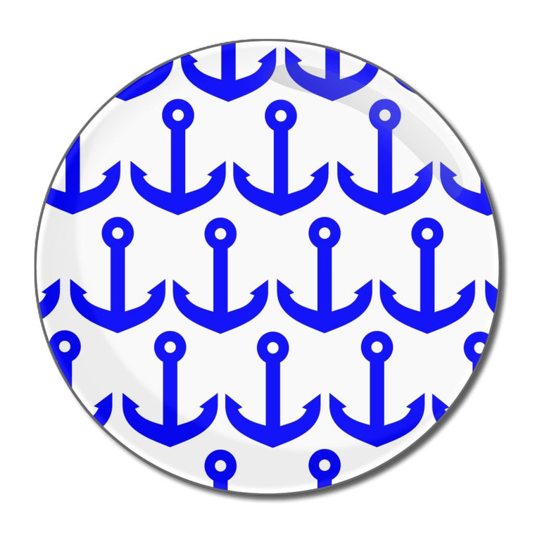 Anchor Blue Pattern - Round Compact Mirror