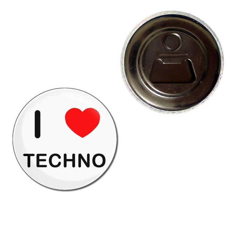 I Love Techno - Fridge Magnet Bottle Opener