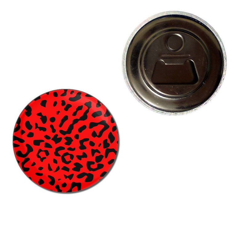 Red Leopard Print - Fridge Magnet Bottle Opener