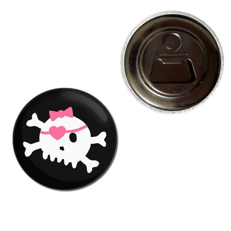 Black Skull with Bow - Fridge Magnet Bottle Opener