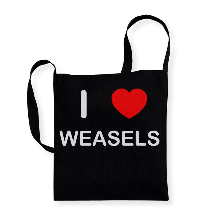 I Love Weasels - Cotton Sling Bag