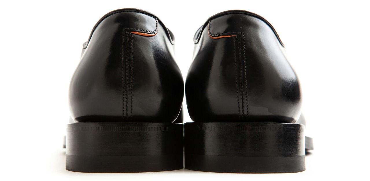 Santoni Black Leather Derby with White Sole Santoni Italy Black Leather Apron Toe Derby Men main image 2