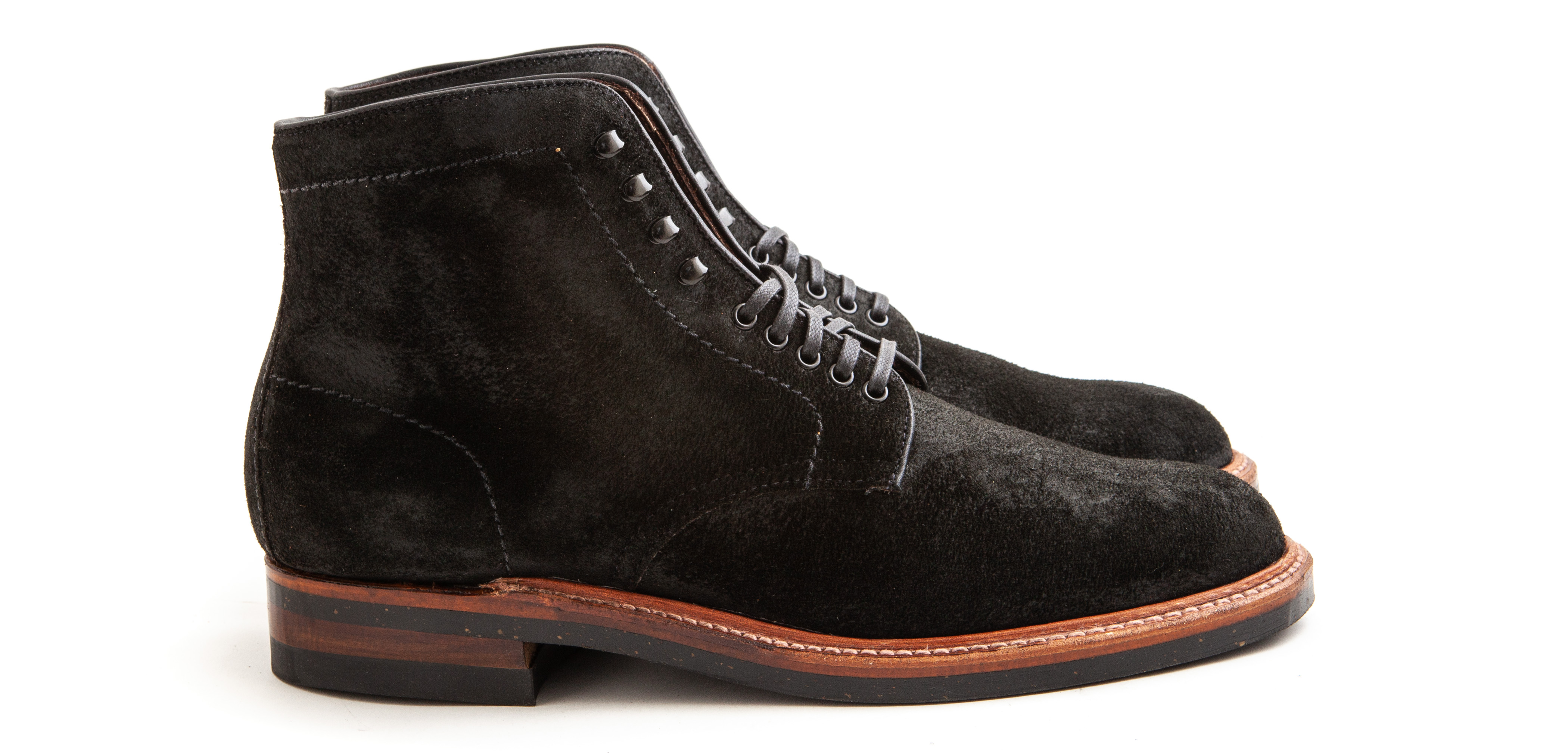 オールデン CHAMOIS 6\" PLAIN TOE BOOT Alden Plain Toe Boot - Reverse Tobacco Chamois - Leffot