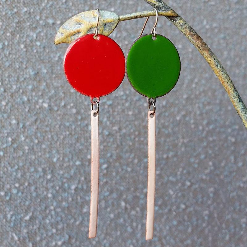 Red Light / Green Light Enamel Earrings Red Light / Green Light Enamel Earrings