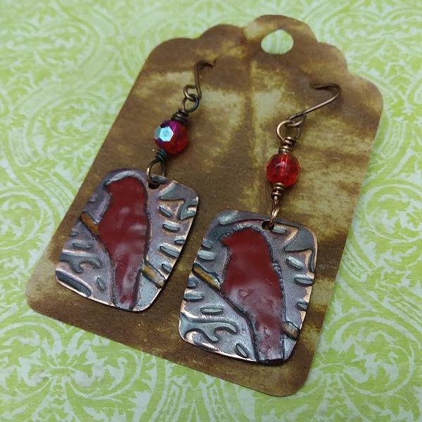 Red Bird Enameled Earrings Tutorial