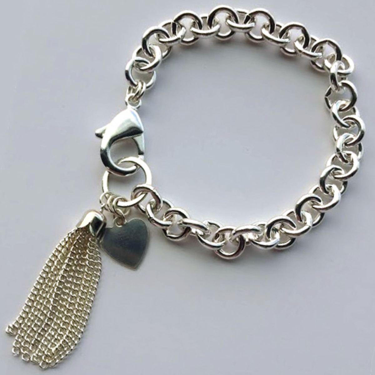 Heart Tag and Tassel Chain - Silver Bracelet Tutorial Heart Tag and Tassel Chain - Silver Bracelet Tutorial