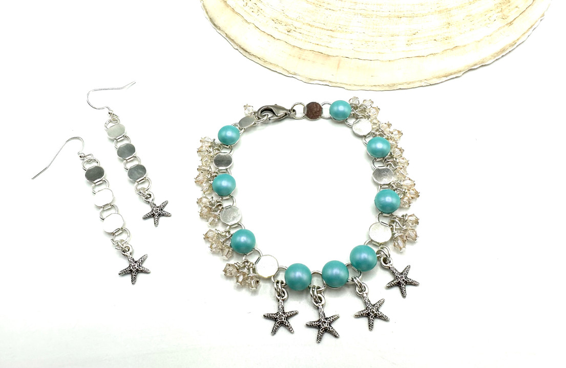 Beachy Panel Bracelet & Earrings Set