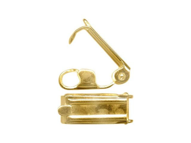 4-Strand Rectangle Gold Plated Clasp – 15x25mm – European Style, Gem-inside