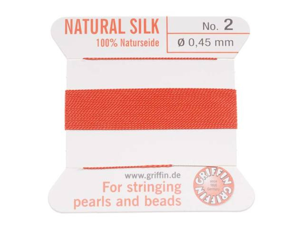 Griffin Silk Beading Cord & Needle, Size 8 (0.8mm), 2 Meters