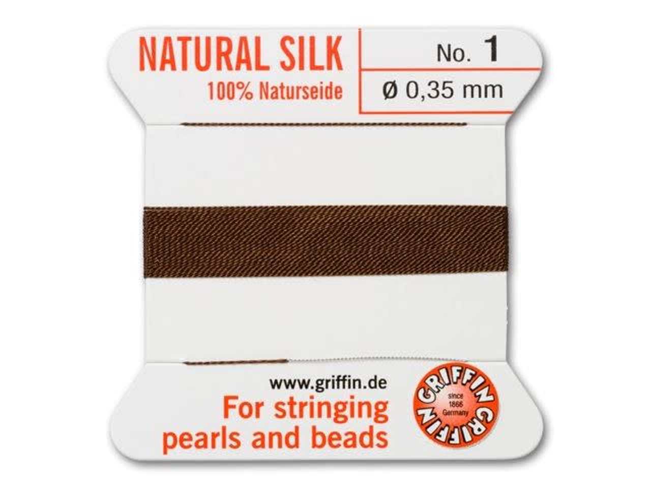 Griffin Silk Beading Cord & Needle Size 2 Brown, Women's, White