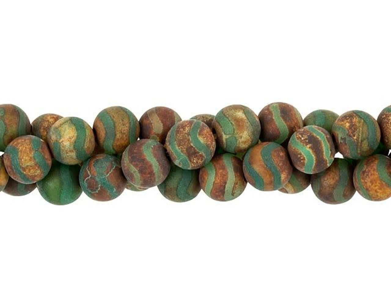 Indian Glass Beads, 8mm Matte Round Shaped Indian Beach Glass Beads