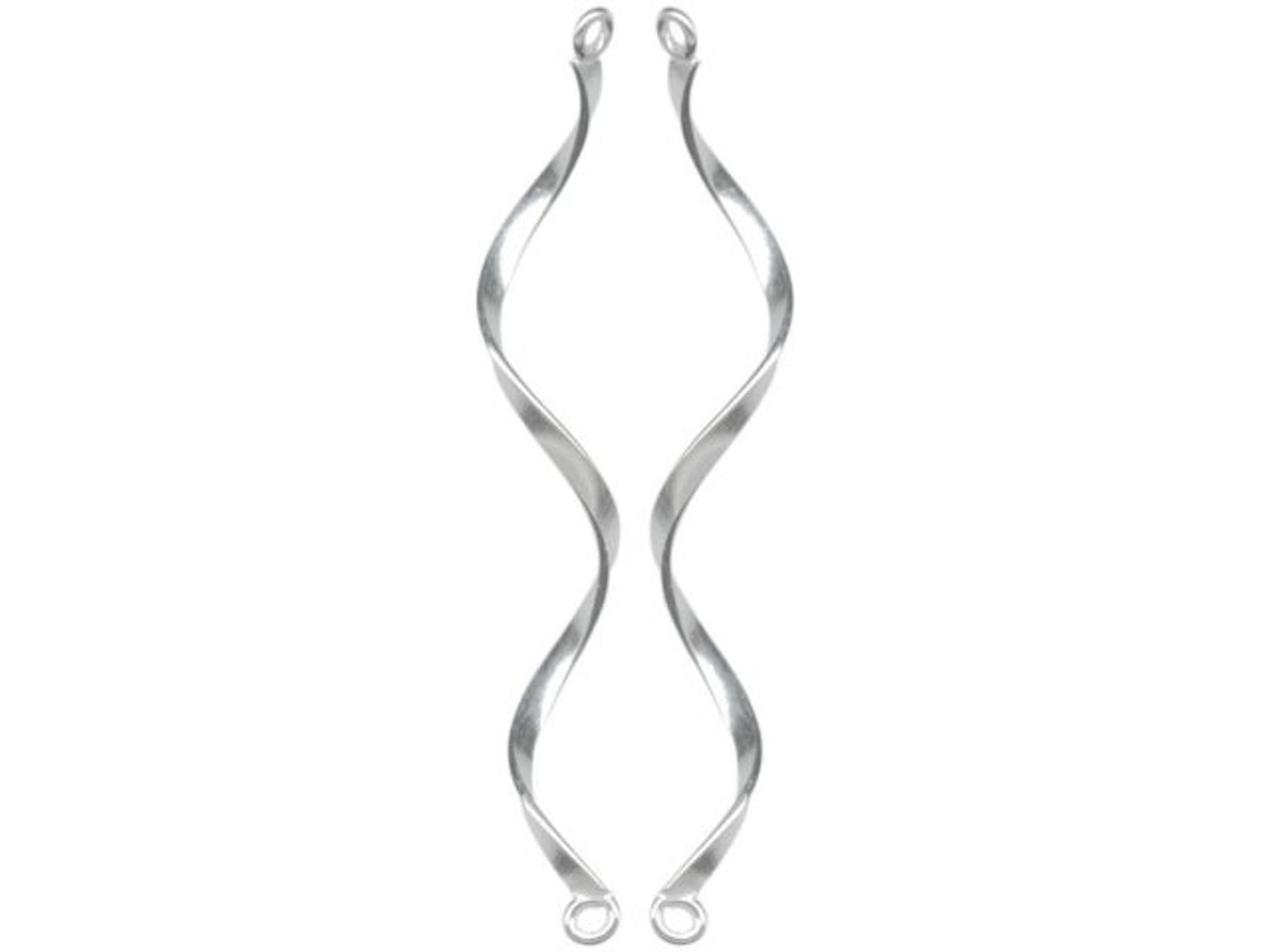 Sterling Silver Square Connector with Spiral Heart - 2 Loops (Each)