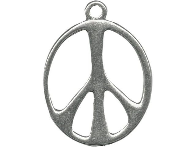 49-948-77 Antiqued Pewter Plated Charm, Cast, Oval Peace Sign
