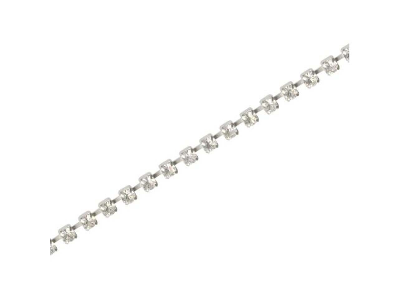 Crystal/ Silver Plated Glass Rhinestone Chain, 2.5mm (meter)