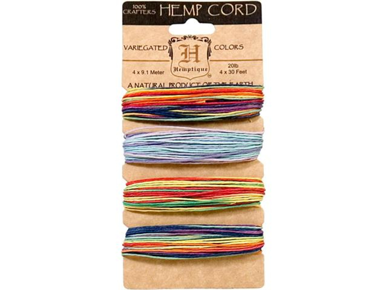 61-214-20-202 Hemp Cord, 20lb Test - Variegated #2 - Rings & Things