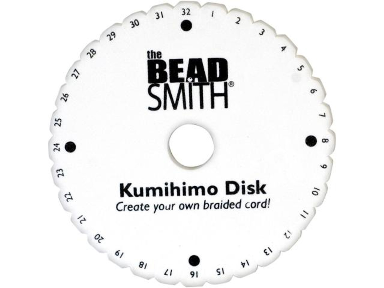 The Beadsmith Double Density Kumihimo Disk, For Japanese Braiding and  Cording 4.25 Inches, White