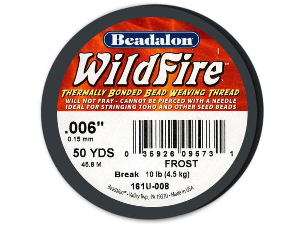 61-840-50-01 Beadalon Cord, WildFire, 0.006 (0.15mm), 50yd - Frost - Rings  & Things