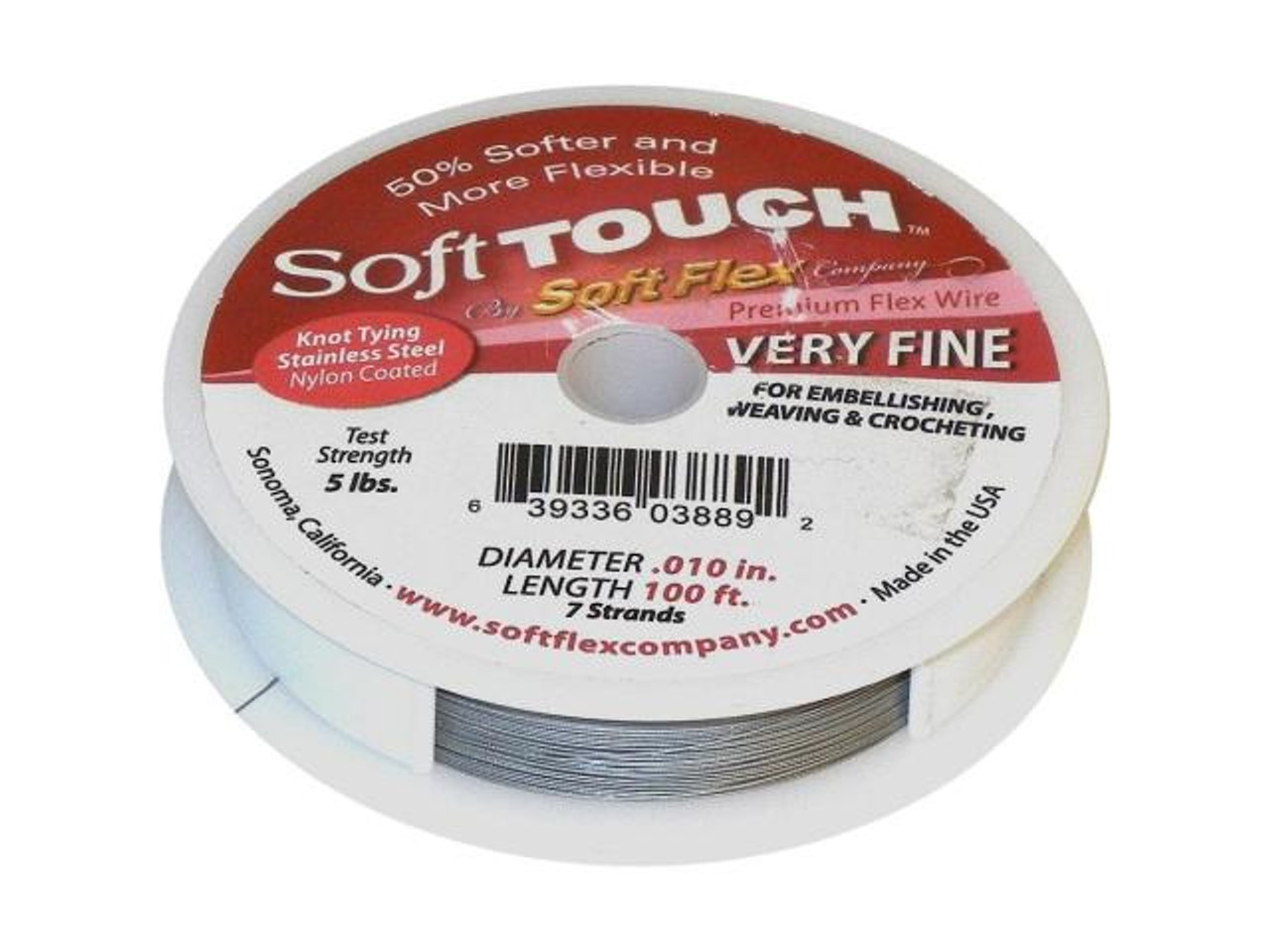 61-960-07-87 Soft Touch Stainless Steel Beading Wire, 0.010, 7 strand,  100' - Steel - Rings & Things