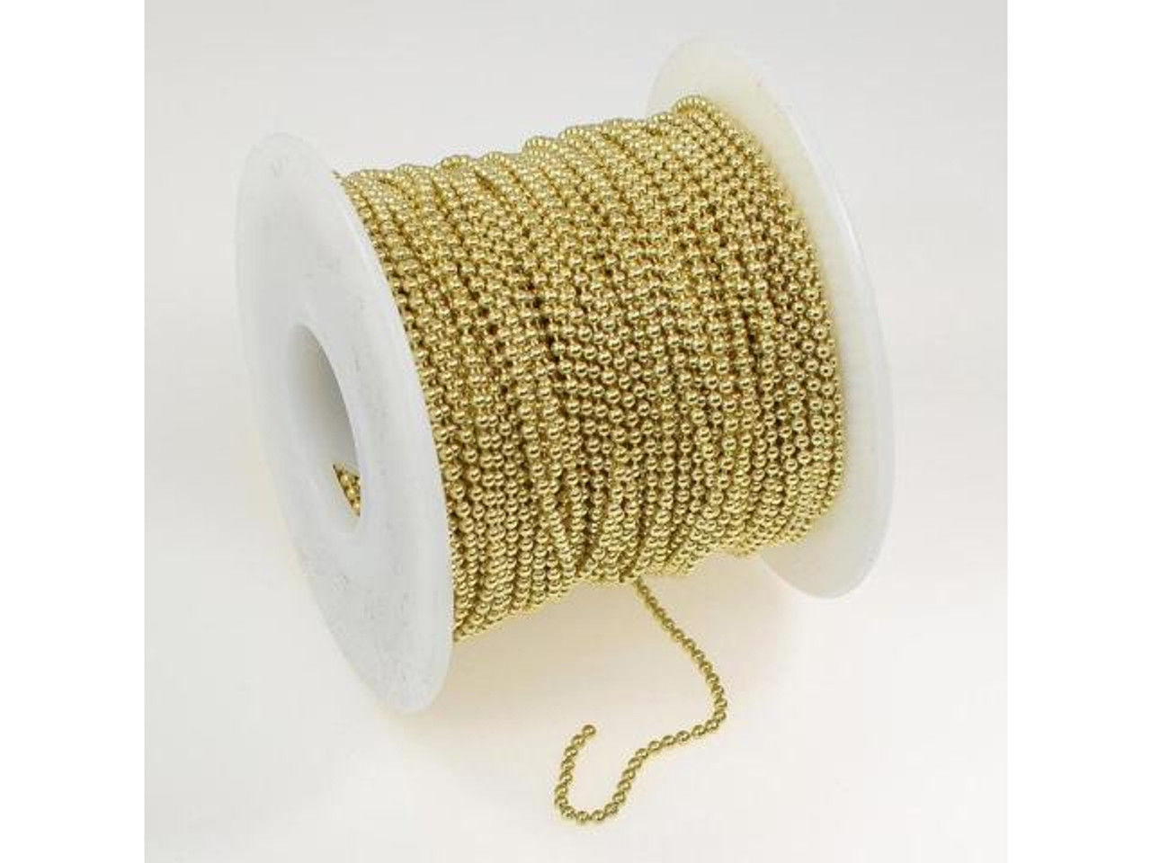 40-889-2 Brass Plated Ball Chain SPOOL, 1.8mm, 100ft - Rings & Things