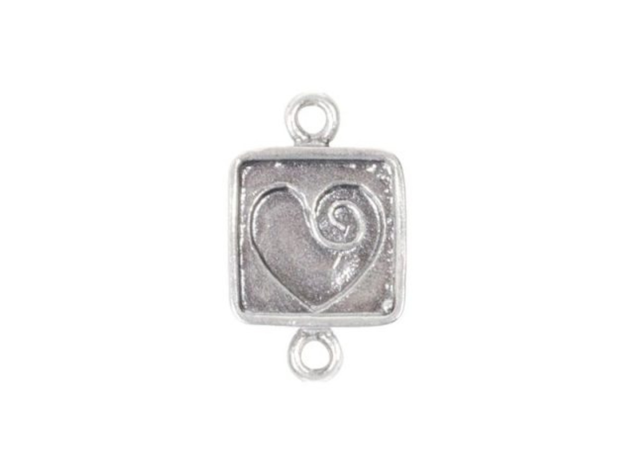 44-049-76 Sterling Silver Square Connector with Spiral Heart - 2 Loops -  Rings & Things