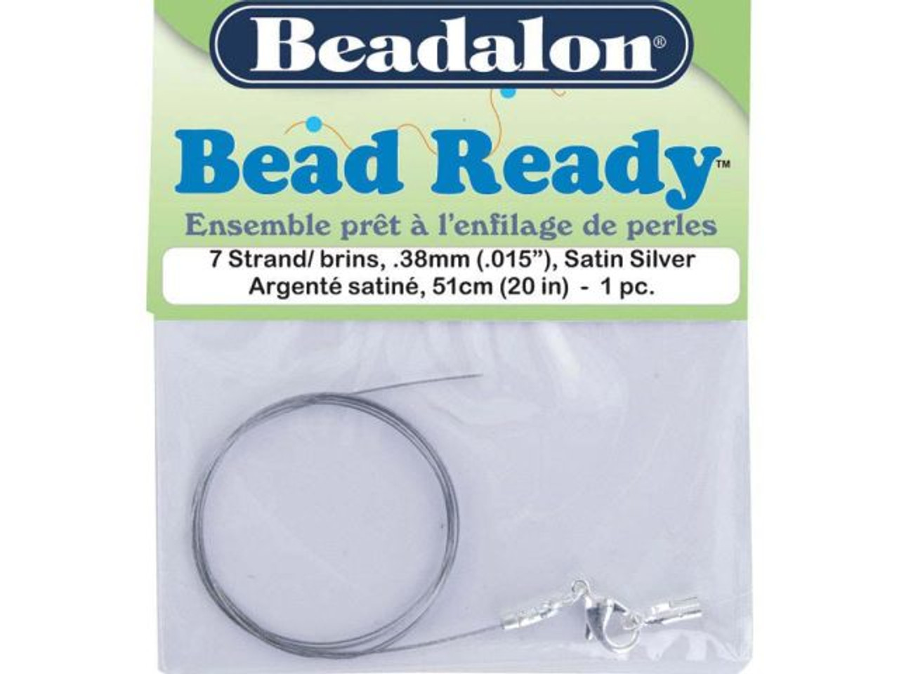 Beadalon 7 Bead Stringing Wire SATIN SILVER