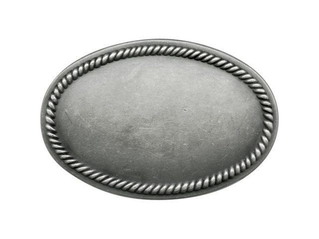 30-682-03-AS Antiqued Silver Plated Belt Buckle Blank, Oval, Rope