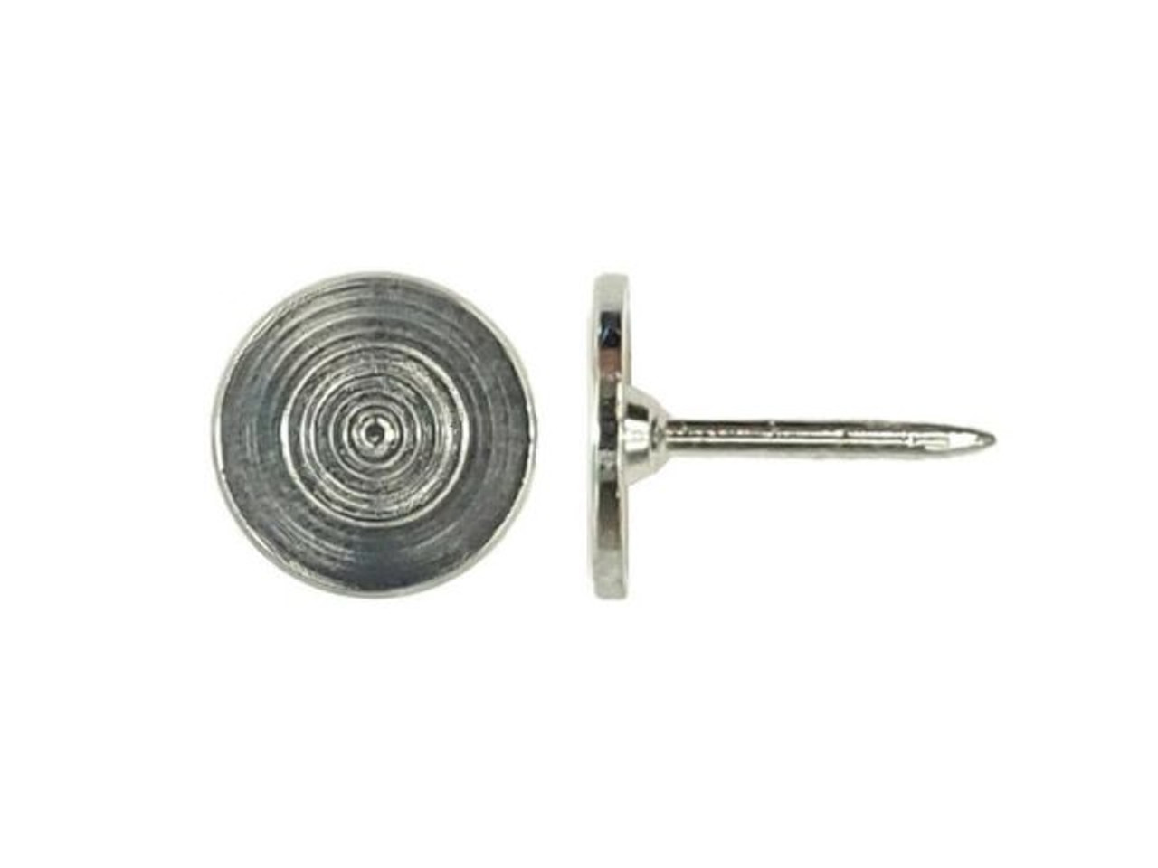 38-731-10-1 White Plated Tie Tack, 10mm Post, 9.6mm Pad - Rings & Things
