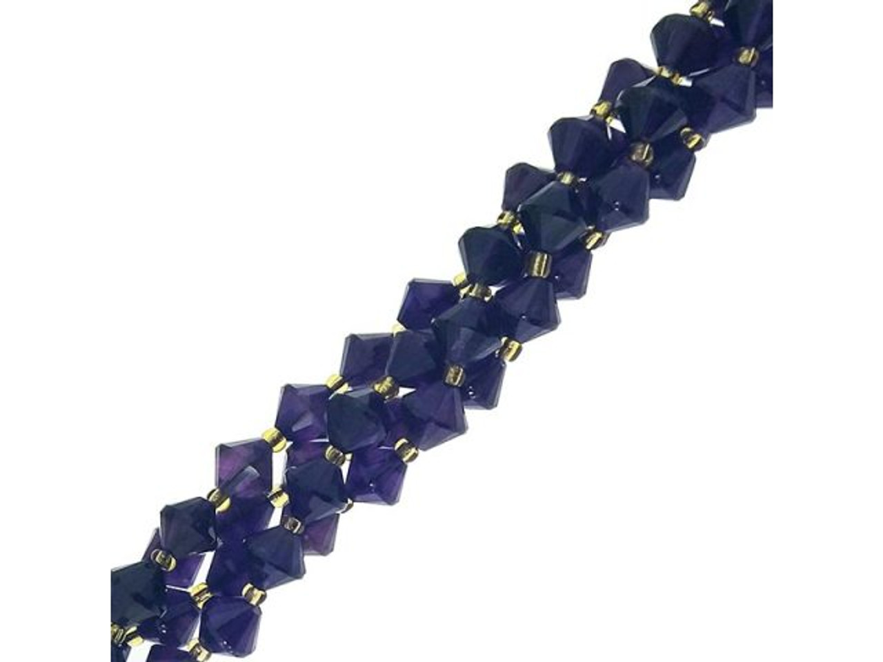 21-007-001-96 Amethyst 8mm Faceted Bicone Gemstone Bead - Rings & Things