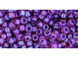TOHO Glass Seed Bead, Size 8, 3mm, Inside-Color Rainbow Rosaline/Opaque Purple-Lined (Tube)