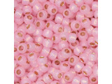 TOHO Glass Seed Bead, Size 8, 3mm, PermaFinish - Silver-Lined Milky Baby Pink (Tube)