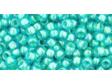 TOHO Glass Seed Bead, Size 8, 3mm, Inside-Color Aqua/Lt Jonquil-Lined (Tube)