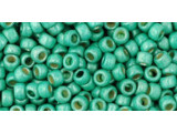 TOHO Glass Seed Bead, Size 8, 3mm, PermaFinish - Matte Galvanized Green Teal (Tube)