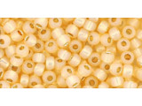 TOHO Glass Seed Bead, Size 8, 3mm, PermaFinish - Silver-Lined Milky Lt Topaz (Tube)