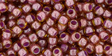 TOHO Glass Seed Bead, Size 8, 3mm, Inside-Color Lt Topaz/Pink-Lined (tube)