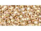 TOHO Glass Seed Bead, Size 8, 3mm, Gold-Lined Rainbow Crystal (Tube)