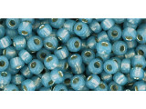 TOHO Glass Seed Bead, Size 8, 3mm, PermaFinish - Silver-Lined Milky Montana Blue (Tube)