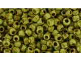 TOHO Glass Seed Bead, Size 8, 3mm, HYBRID Sour Apple Picasso (Tube)